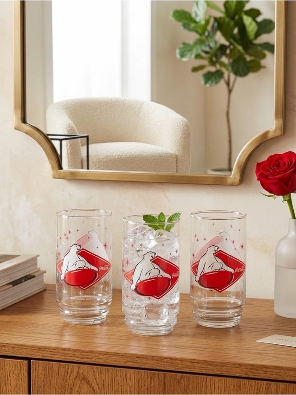 Coca-Cola Polar Bear Collector Glasses Set of 3 Vintage Coke Drinkware Tumblers